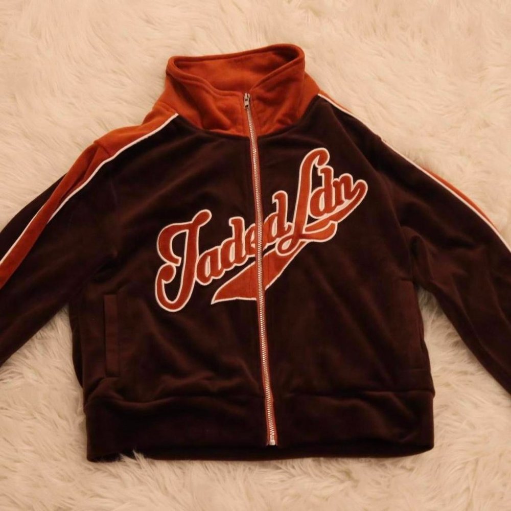 Jaded London brown velvet tracksuit top - SOLD
